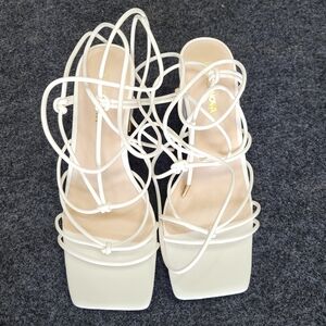 Fashion Nova White Strappy Heels